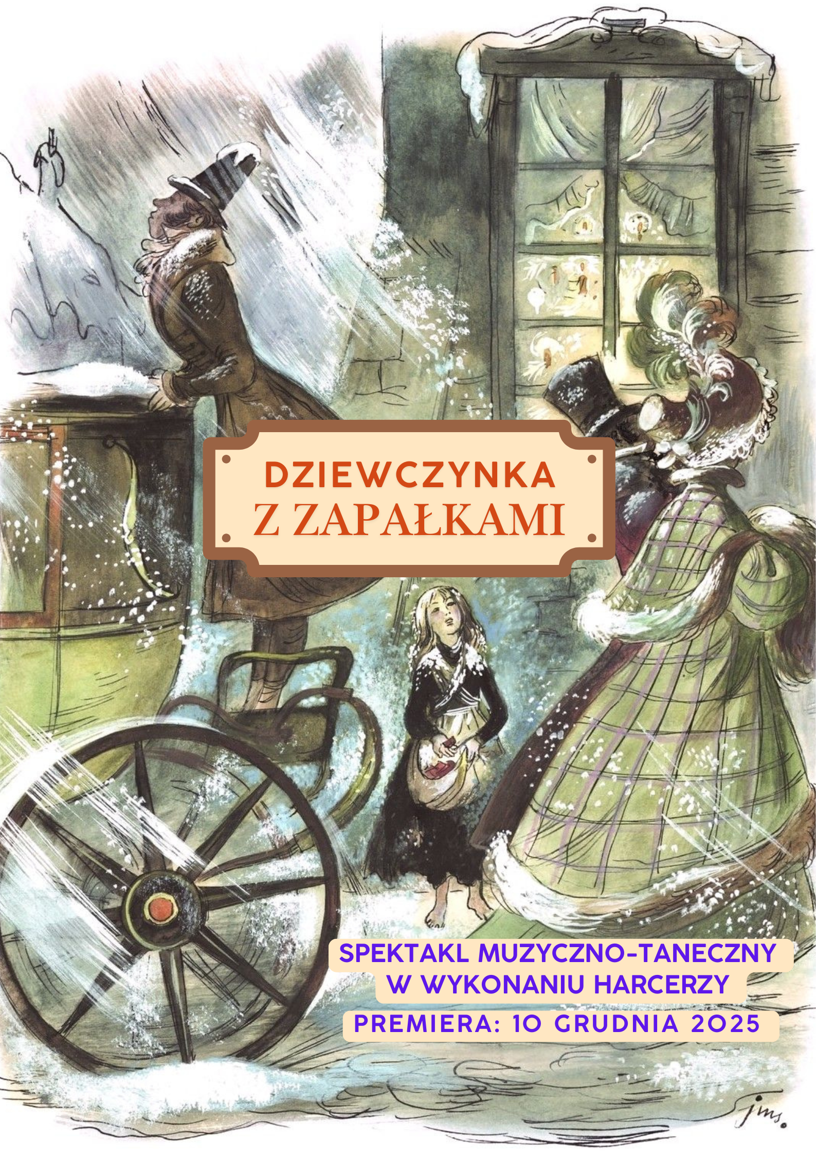 Plakat do przedstawienia "dziewczynka z zapałkami"