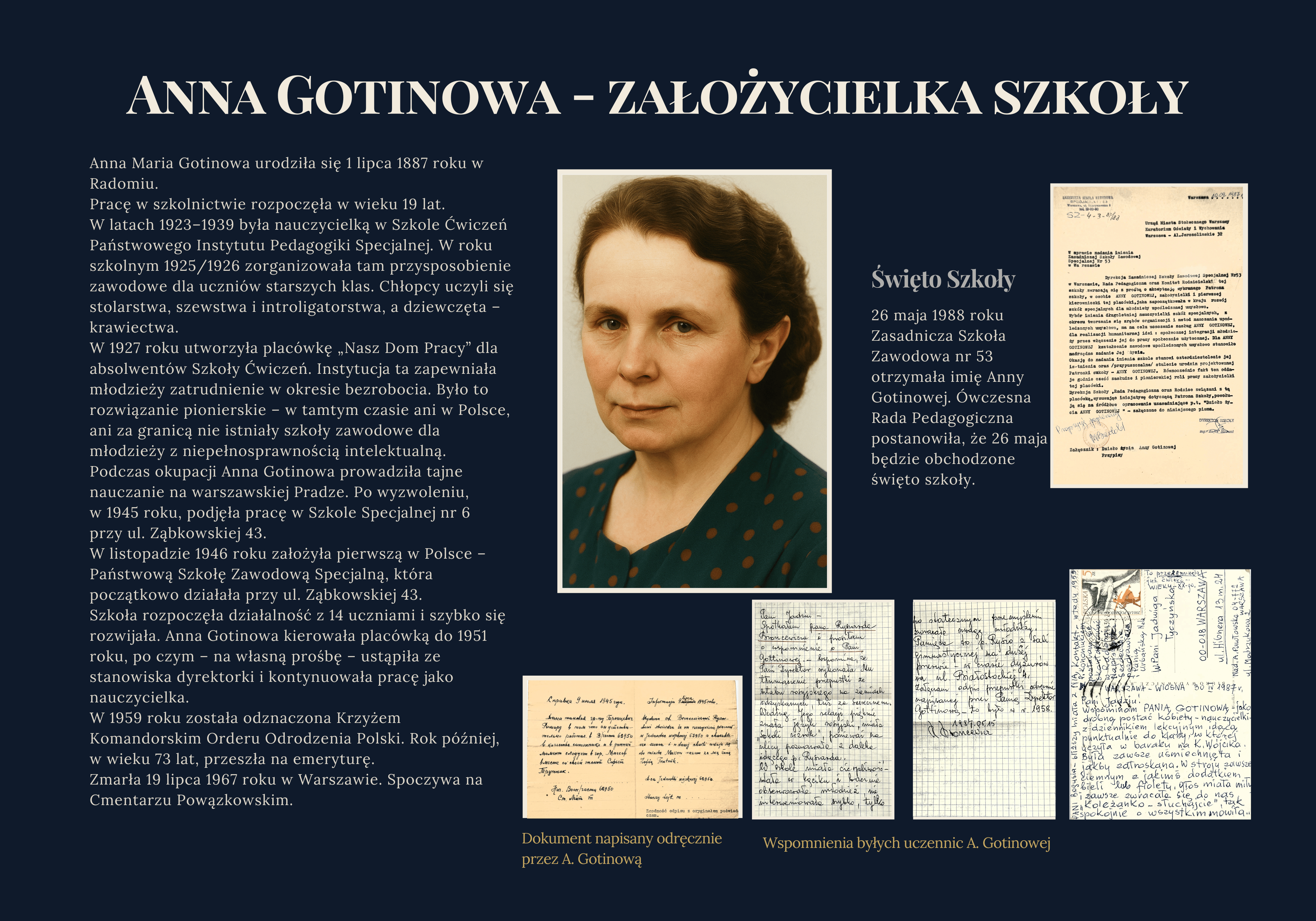 Plansza z wystawy historycznej poświęcona Annie Gotinowej