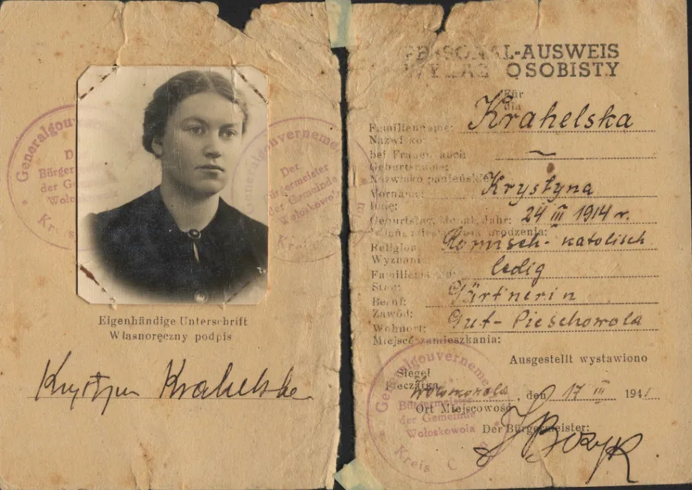 Fotokopia dowodu osobistego Krystyny Krahelskiej