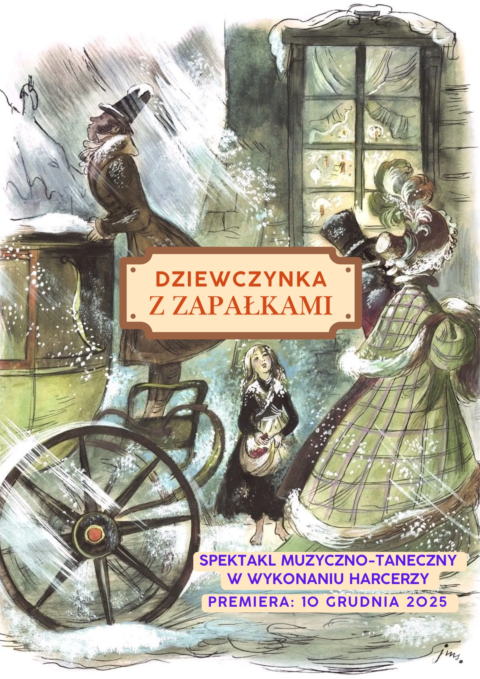Plakat do przedstawienia "dziewczynka z zapałkami"